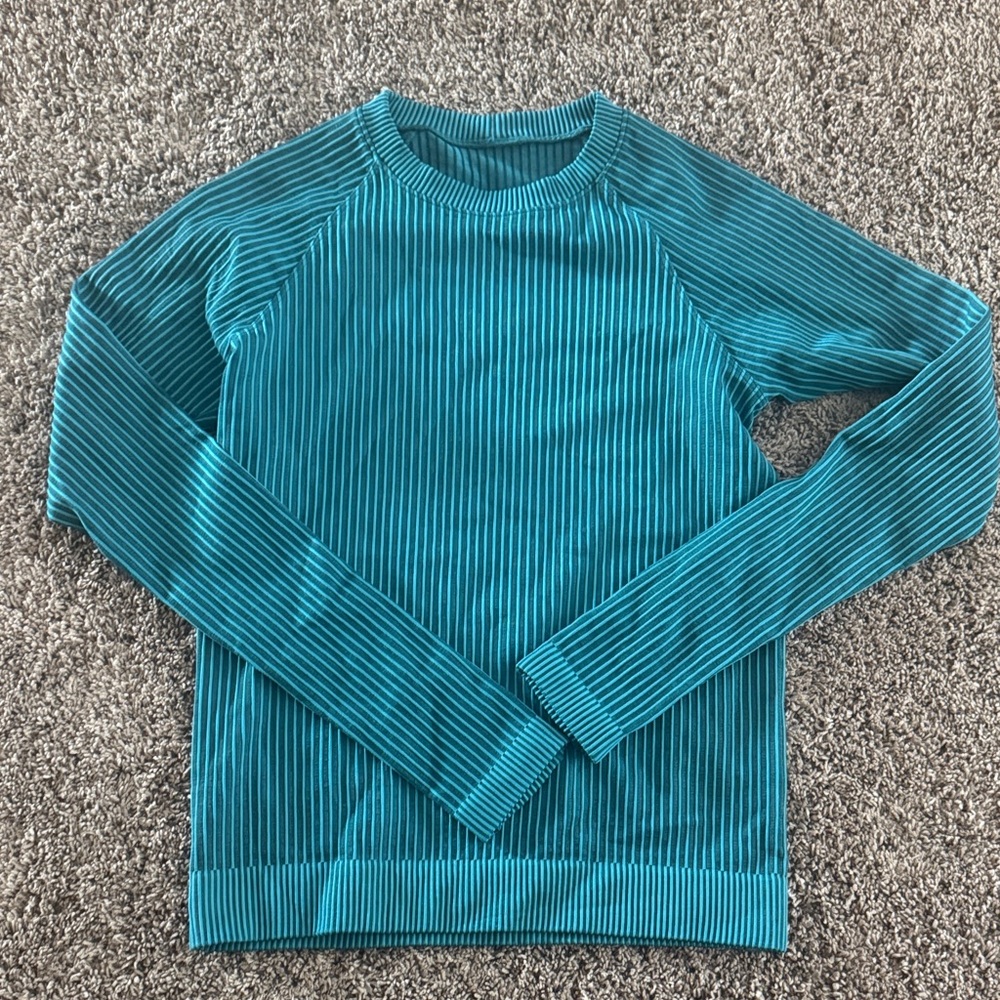 lululemon athletica Blue Striped Crewneck Sweater